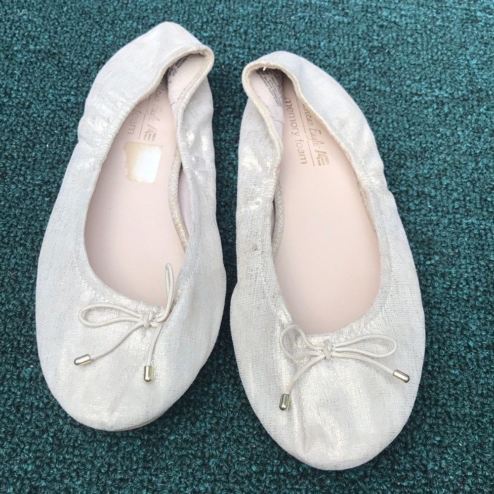 American eagle memory foam ballet slip on flats gold